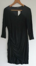 Yesfashion Dress Women's Size XL/12-Black Ruched Cross Over Waist V Neck New