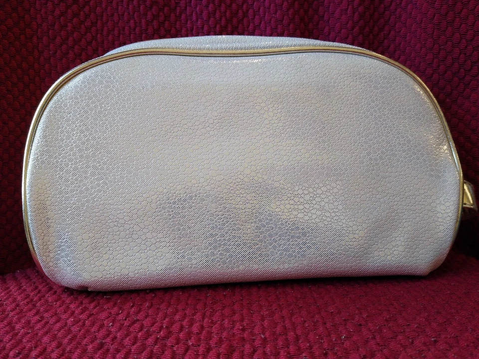 Jafra 金色化妆包带拉链 10x6.5 英寸 x 3 2 件套 — 第 3/4 张图片