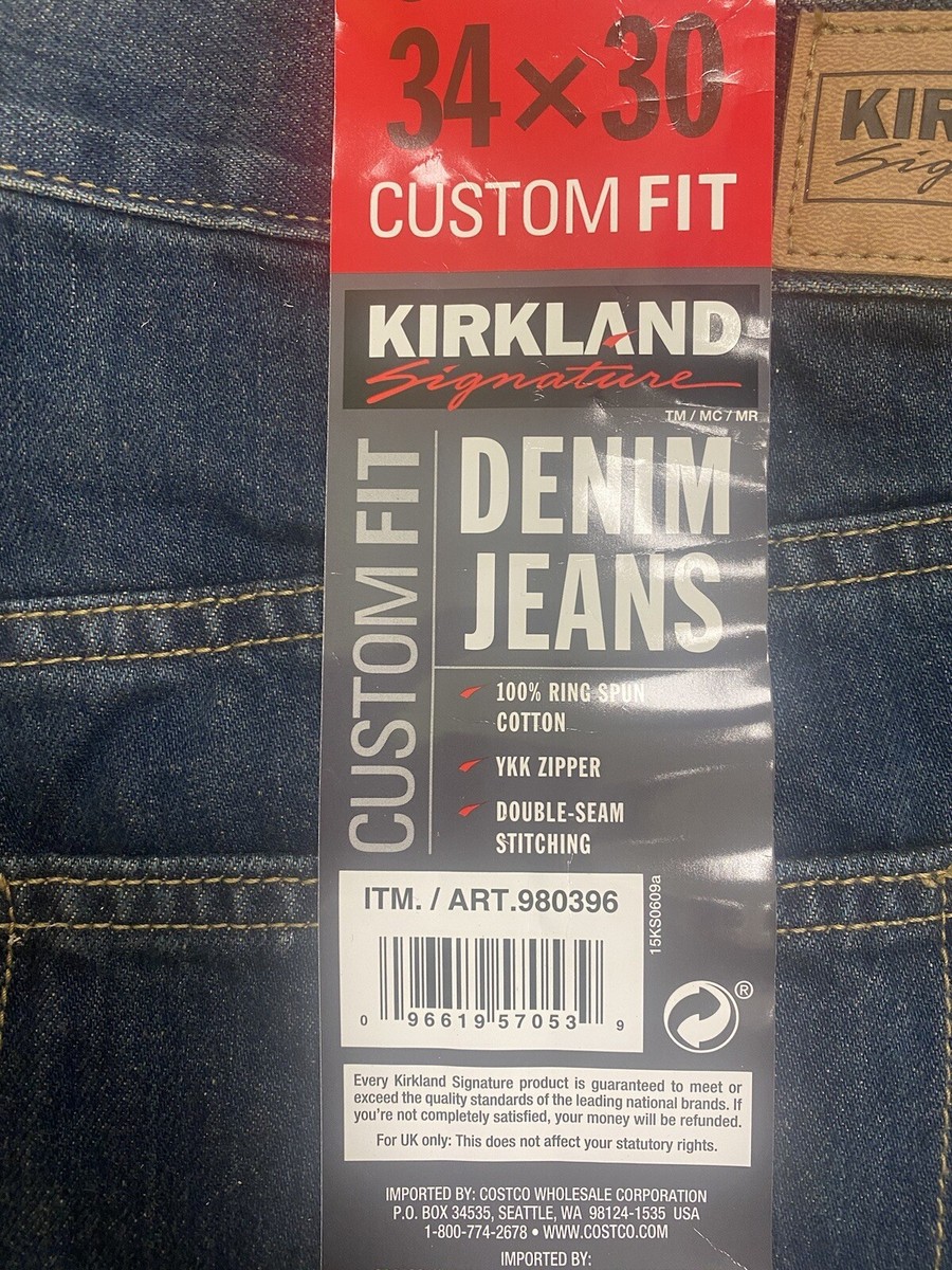 Men's Kirkland Signature custom fit denim jeans 34x30