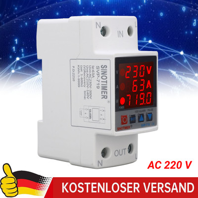 220V 63A Din Rail Einstellbares automatisches Über-/Unterspannungsschutz Gerät