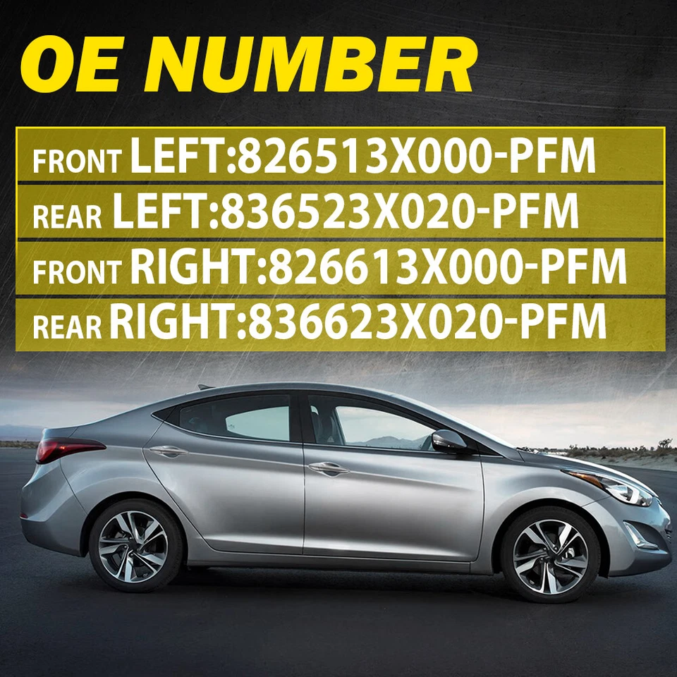 Set of 4 Exterior Outside Outer Door Handle Chrome For Hyundai Elantra 2011-16 P - Image 3 of 4