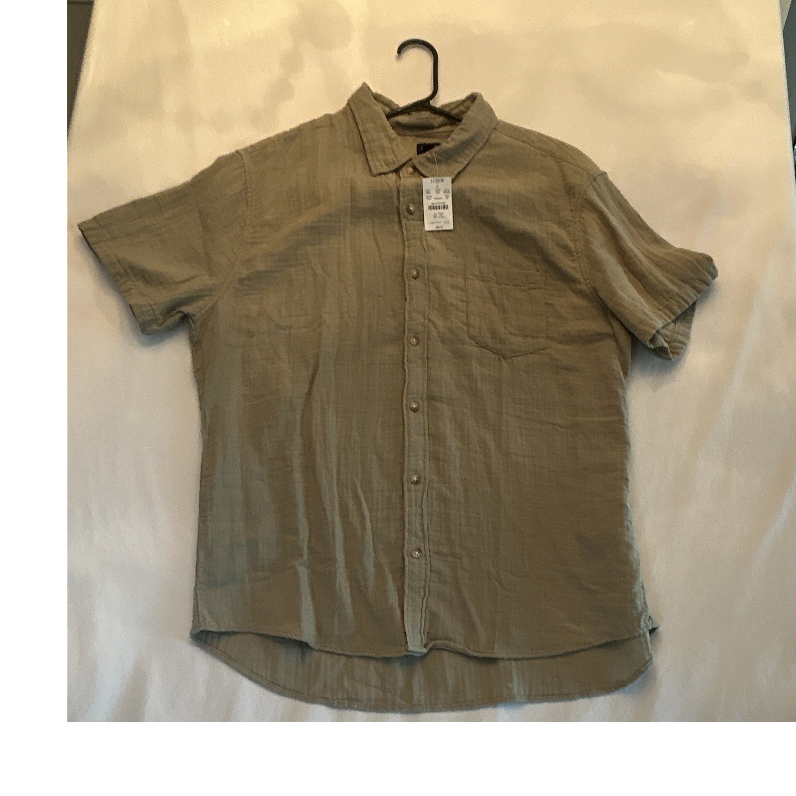 J.CREW Men's Green Solid Cotton Woven Point Collar Pocket Button-Up Shirt XL