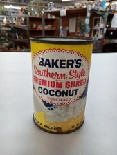 Vintage Baker's Southern Style Premium Shred Coconut Can #1 Unopened