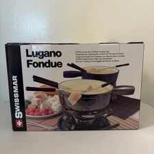NEW Swissmar KF-66521 Lugano 2.5 Quart Cast Iron Cheese Fondue Set, 9-Piece