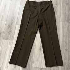 Lafayette 148 Menswear Virgin Wool Blend High Rise Pants Brown Size 16W