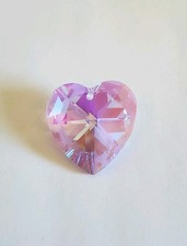 Vintage Swarovski 28mm Heart Pendant Prism Rosaline Blue AB 1pc Rare