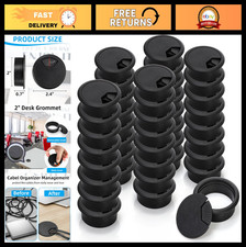 40 Pack 2" Desk Grommets - Plastic Cable Hole Covers for PC, Wire Organizer, Bla