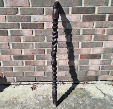 Antique Cane Walking Stick Wrapped w/ Snake Folk Art Hand Carved Wooden