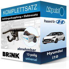 BRINK Anhängekupplung abnehmbar und TOWTEC E-Satz 13polig für Hyundai i10 19-