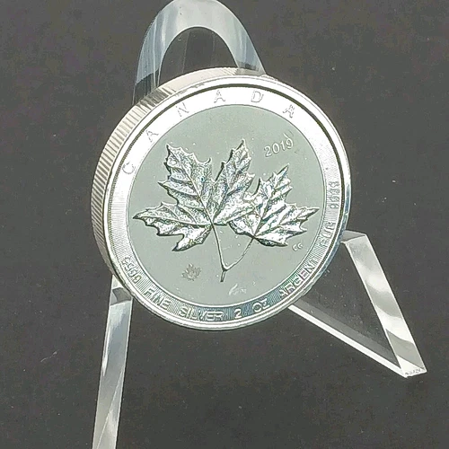 2019 Canada 2 oz Silver $10 Twin Maples .9999 BU Light Spotting