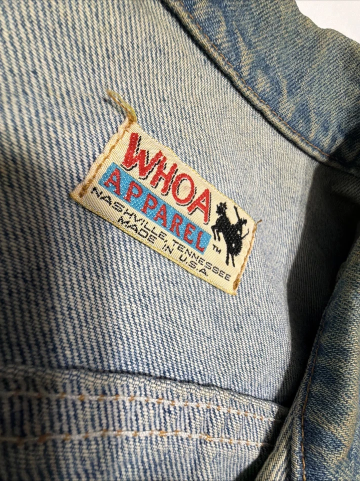 VTG NASHVILLE TENNESSEE EMB DEMIN JACKET LARGE WHOA APPAREL U.S.A. Clay Walker - Image 2 of 4