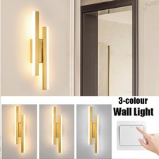 2x 3-Colour Temperature LED Wall Light Indoor Sconce Modern 40cm Gold Wall Lamp