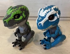 2 Wowee Fingerling Dinosaurs: Tracker Ironjaw Blue White Green Grey Working