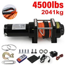 Electric Winch 12v 4500lb with Synthetic Rope Wireless Remote Garage Workshop
