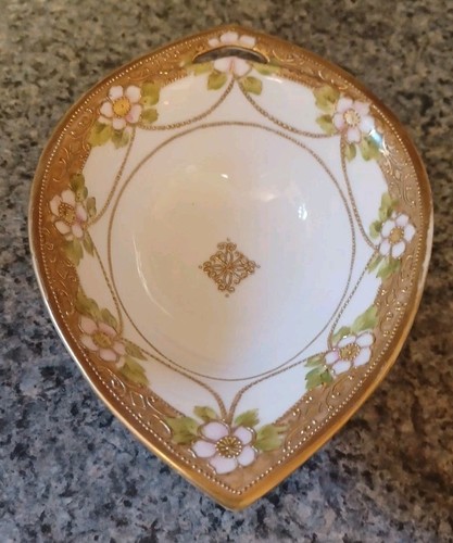 Antique Nippon Bowl & Saucer Set Handpainted Floral Design Gold Trim Japan - Picture 14 of 20