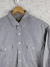 Vintage Big Mac Shirt Mens XLT Blue White Hickory Stripe Button Up Railroad 90s