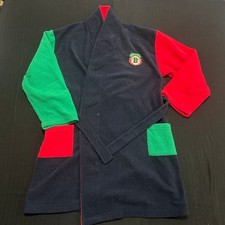 Vintage St Michael Marks  Spencer Color Block Robe Navy Red Green OSFM