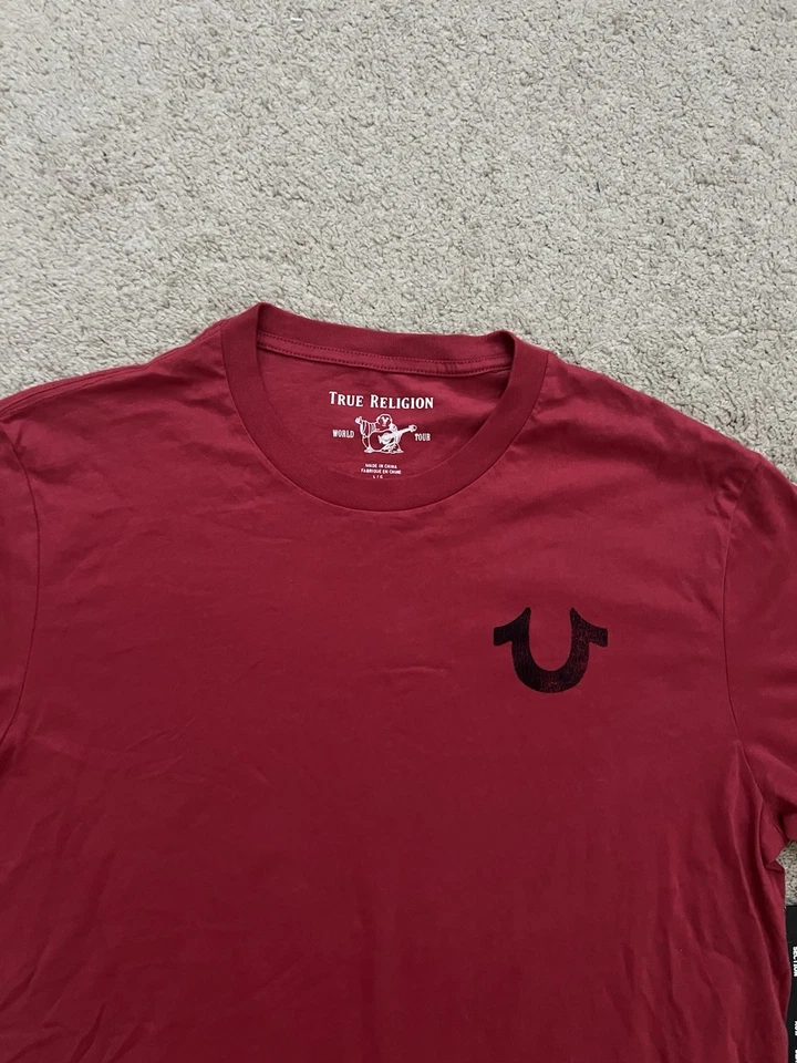 True Religion Jeans Men Lullaby Crew Neck T-Shirt Red Size L - Image 2 of 3