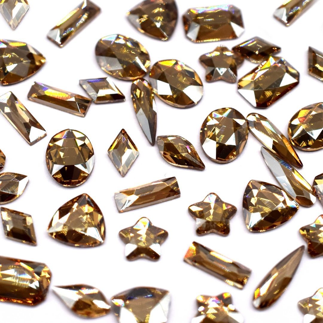 Serinity Flatback Crystals Non Hotfix Shapes Mix Crystal Golden Shadow