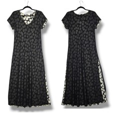 Express Y2K Vintage 80's Maxi Dress Sheer Black Floral Print Whimsygoth sz 9/10