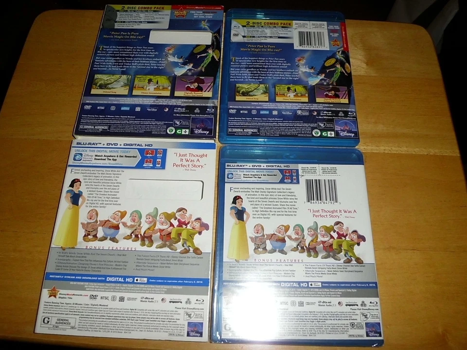 2 Disney Blu-ray Lot - Peter Pan AND Snow White and the Seven Dwarfs w/slipcover - Image 3 of 3