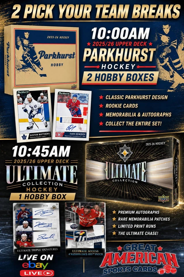 7-26-26 2025/26 UD Parkhurst #117 and 2025/26 UD Ultimate Collection #118
