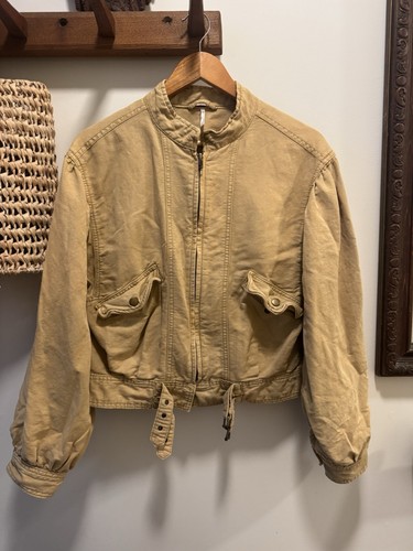 Free People Poet Puff Bomberjacke, Small, Leinen/Baumwolle, Oversized Slouchy Fit