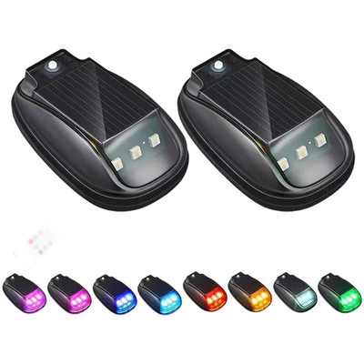 LED Stroboskopleuchte für LKW mit Solarpanel RGB 8 Farben USB Fernbedienung 10x6x3,8cm
