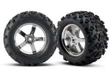 Traxxas 1/10 Revo 3.3  Tires, Hurrican Wheels, 3.8", Chrome  4973R