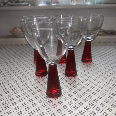 6 Vintage Artland Prescott Rubin Stiel Weingläser