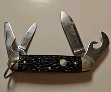 Vintage Boker USA Tree Brand 9361 Scout Utility Pocket Knife 4 Blade Jigged Hand