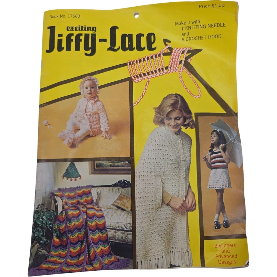 Vintage unfinished crochet baby outfit w/ Exciting Jiffy-Lace Crochet Pattern - Image 2 of 4