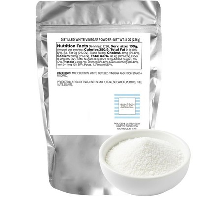 Distilled White Vinegar Powder, 8 Ounce Resealable Bag, Hampton Distribution