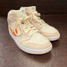 Nike Air Jordan 1 Mid Corduroy Women's Sneakers Size 9 Sail Orange DA8009-108