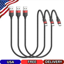 1.5 FT USB C Cable, Short USB to USB C Cord 18 Inch, 3 Pack Braided USB Type C