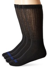 MediPeds Men's Crew Socks 4-Pairs Black 4-pairs