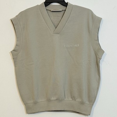 Fear of God ESSENTIALS V-Neck Sweatshirt Pullover Vest Sand Medium NWOT