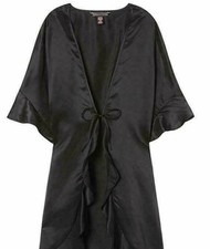 58 NEW Victoria's Secret Black Kimono Lounge Robe One Size Cover Up N6268B