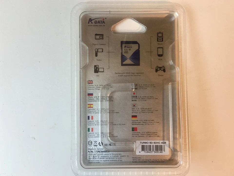 Adata SDHC Turbo Class 6 Memory Card●4GB●New - Image 2 of 2