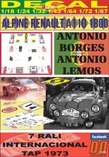 DECAL ALPINE RENAULT A 110 1800 ANTONIO BORGES RALI TAP 1973 6th 08 