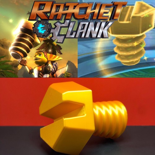 Ratchet and Clank Gold bolt 3D Printed in PLA Plastic  3D Printed 16”inch - Afbeelding 1 van 4