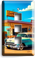 RETRO 50'S GAS STATION CLASSIC CAR LIGHT SWITCH OUTLET WALL PLATES VINTAGE DECOR