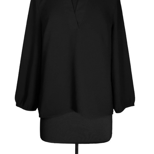 J Crew Womens Blouse Black V-Neck Crepe Drapey Pullover Minimalist Chic Top M - Picture 6 of 9