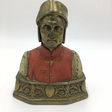 Dante Bust 138 Vintage Pompeian Bronze Bookend Statue Door Stop Estate 7 1/2"