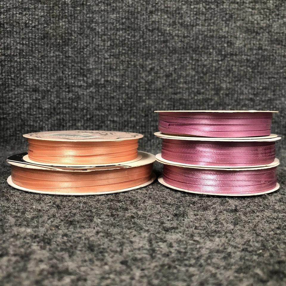 Lot Of 11 Vintage Spools Of Mauve Ribbon 1/8”-1/4” Picot Trim Offray NOS - Image 4 of 4