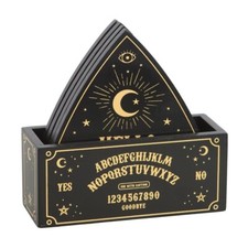 Schwarzes Sprechbrett Planchette Untersetzer 4er Set mit Halter Himmlisches Design