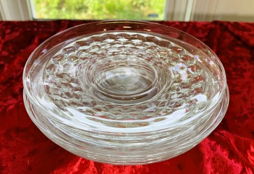Fostoria American 6" Saucers w/ 2" Center for Cup Stability, Set of 4, V VG Cond