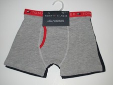 Tommy Hilfiger Boys M 8-10 2 Pk Cotton Knit Boxer Brief Shorts Underwear Gray