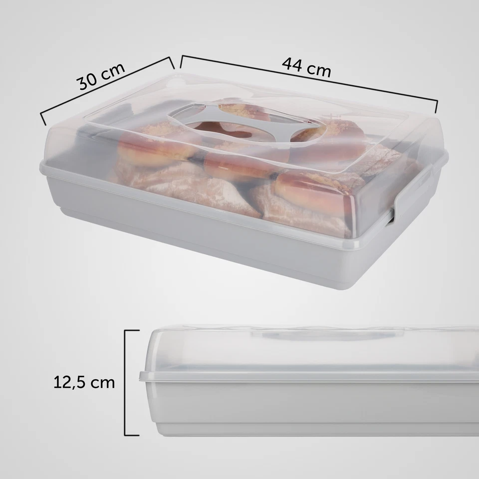 KADAX Kuchenbox mit Deckel, Kuchenbehälter, mit Beitrag, Grau - Bild 2 von 4