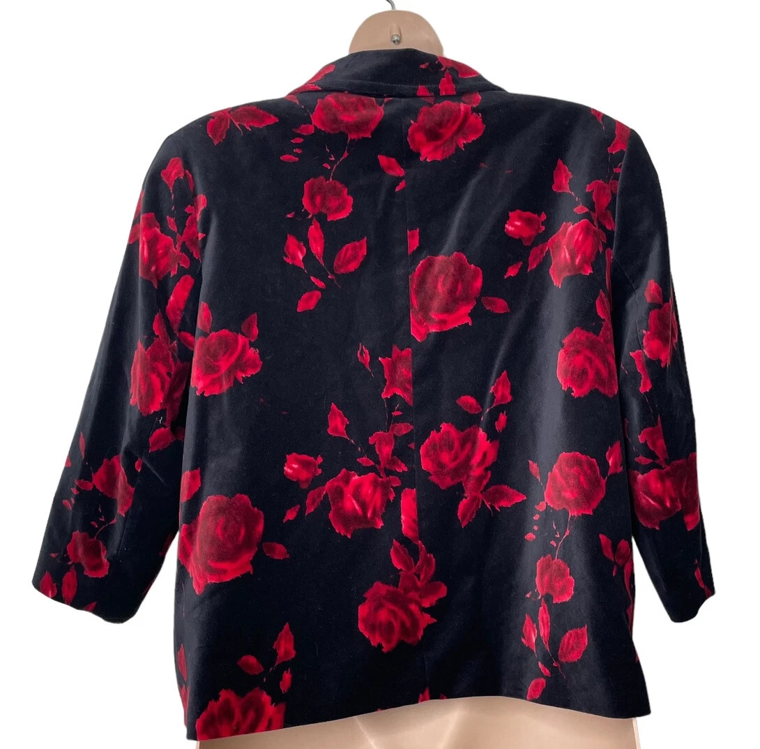 Plus size black velvet jacket sales